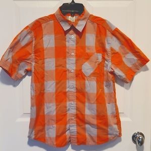Faded Glory Button-Down Plaid Orange/Gray Boys Short Sleeve - Size XXL (18)